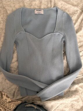 Old Navy Pale Blue Ribbed Knit Top